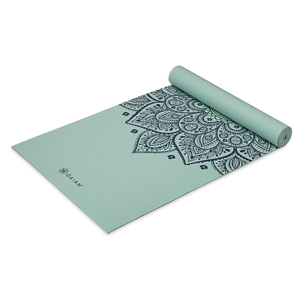 Premium GAIAM Yoga Mat for Exercise, Fitness & Pilates - Cool Mint Sundial Color